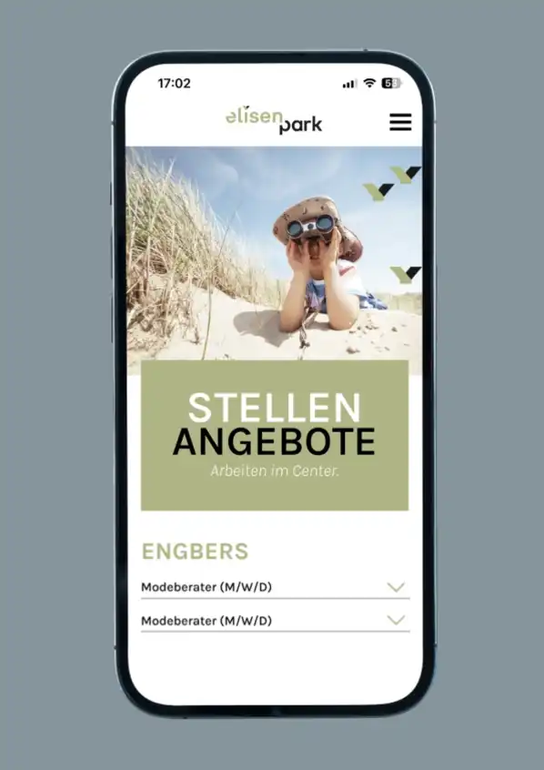 Elisen Park Website Relaunch Mobil Stellenangebote