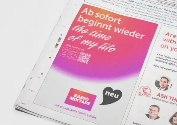 Anzeige im Newspaper »Ab sofort beginnt wieder THE TIME OF MY LIFE«