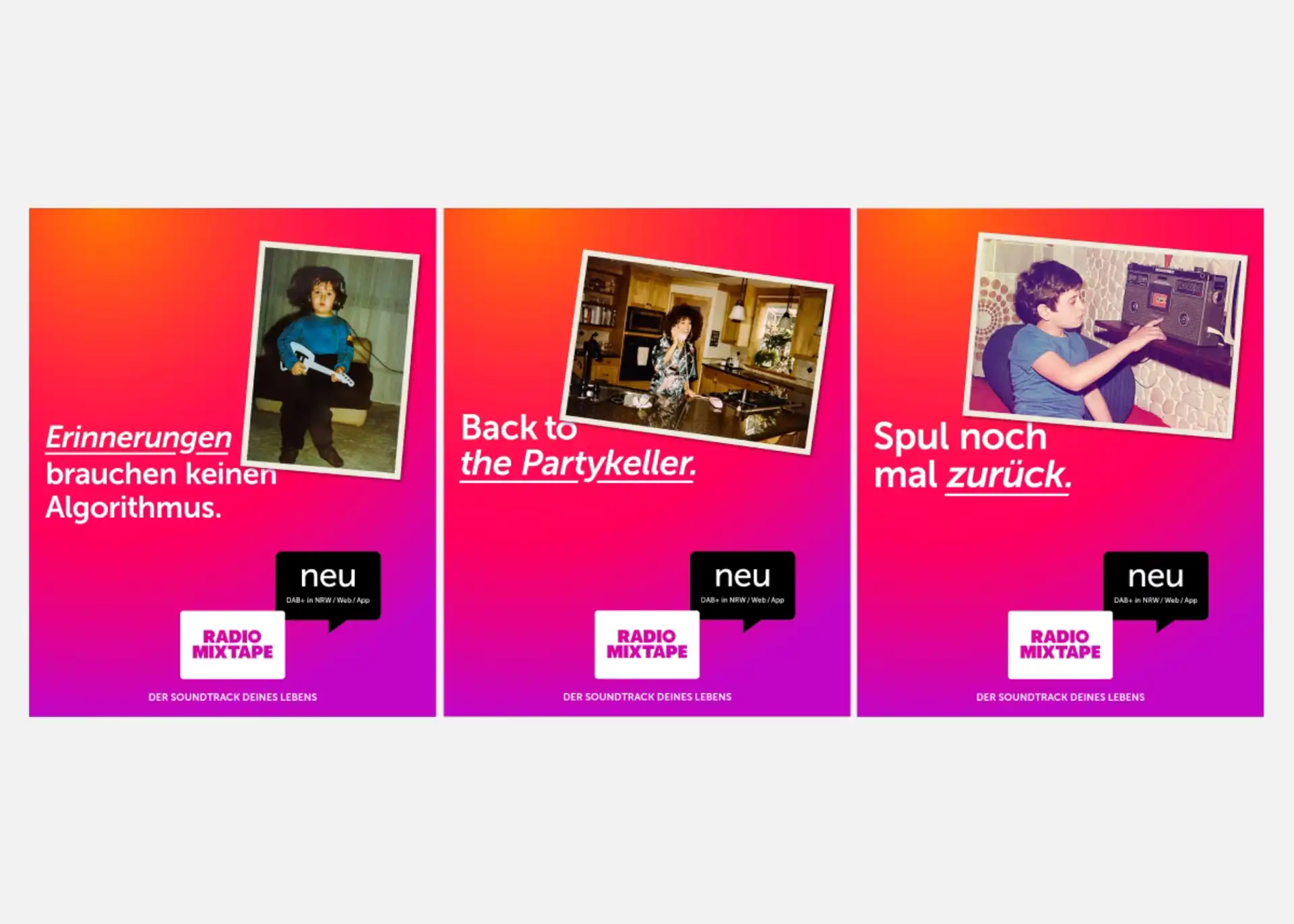 Radio Mixtape Kampagne Memories. Alte Retro Fotos. Erinnerungen brauchen keinen Algorithmus