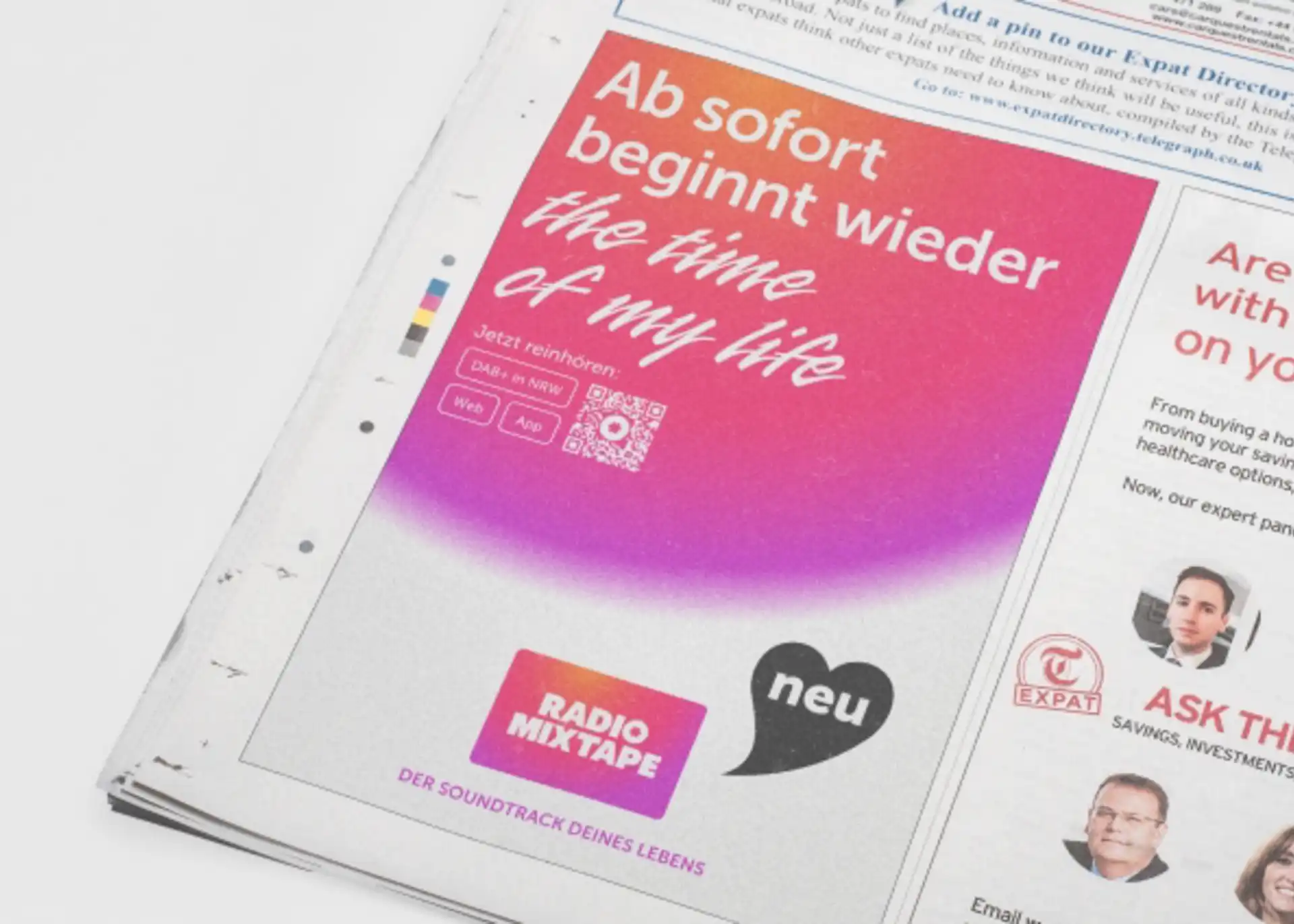 Anzeige im Newspaper »Ab sofort beginnt wieder THE TIME OF MY LIFE«