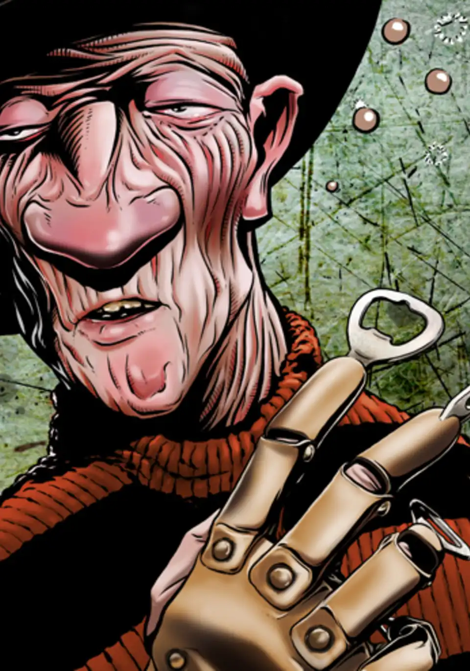Comicfigur mit Flaschenöffner als Finger