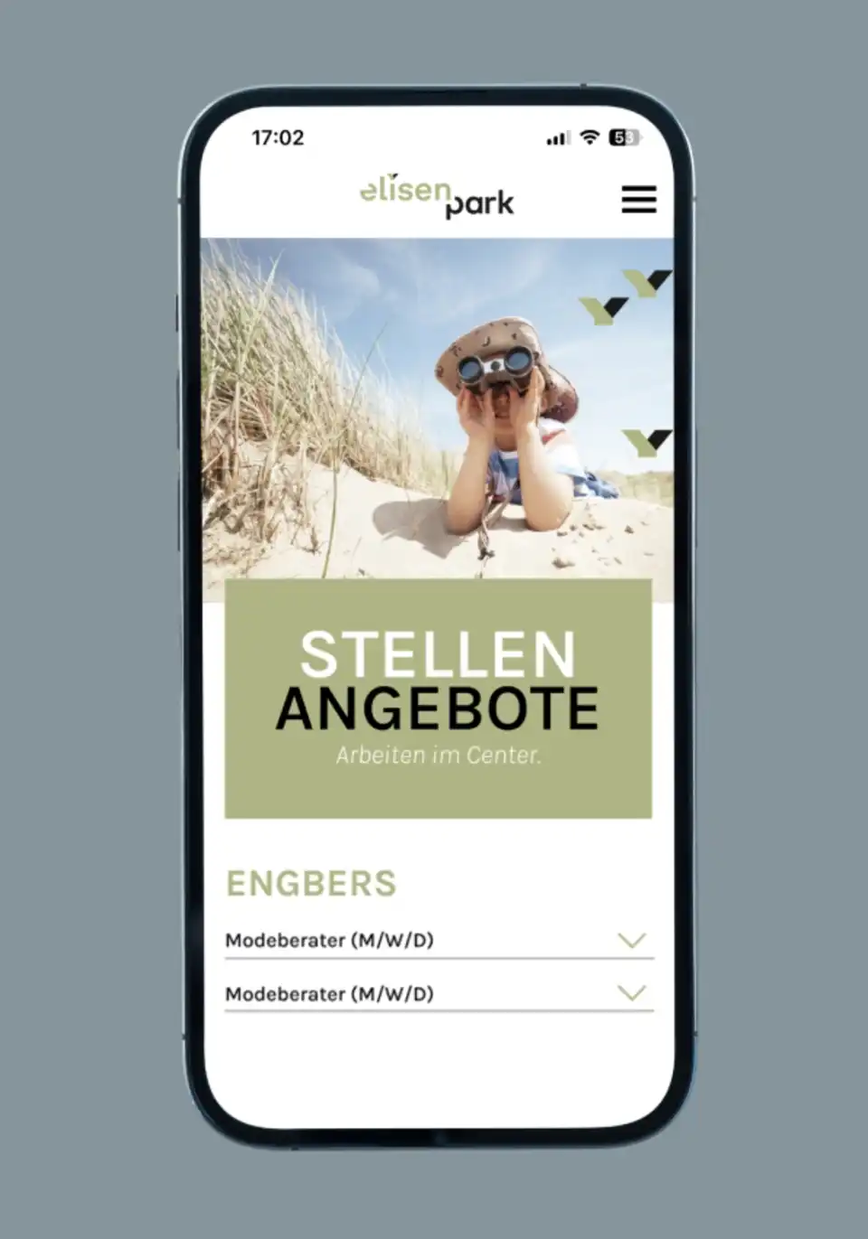 Elisen Park Website Relaunch Mobil Stellenangebote